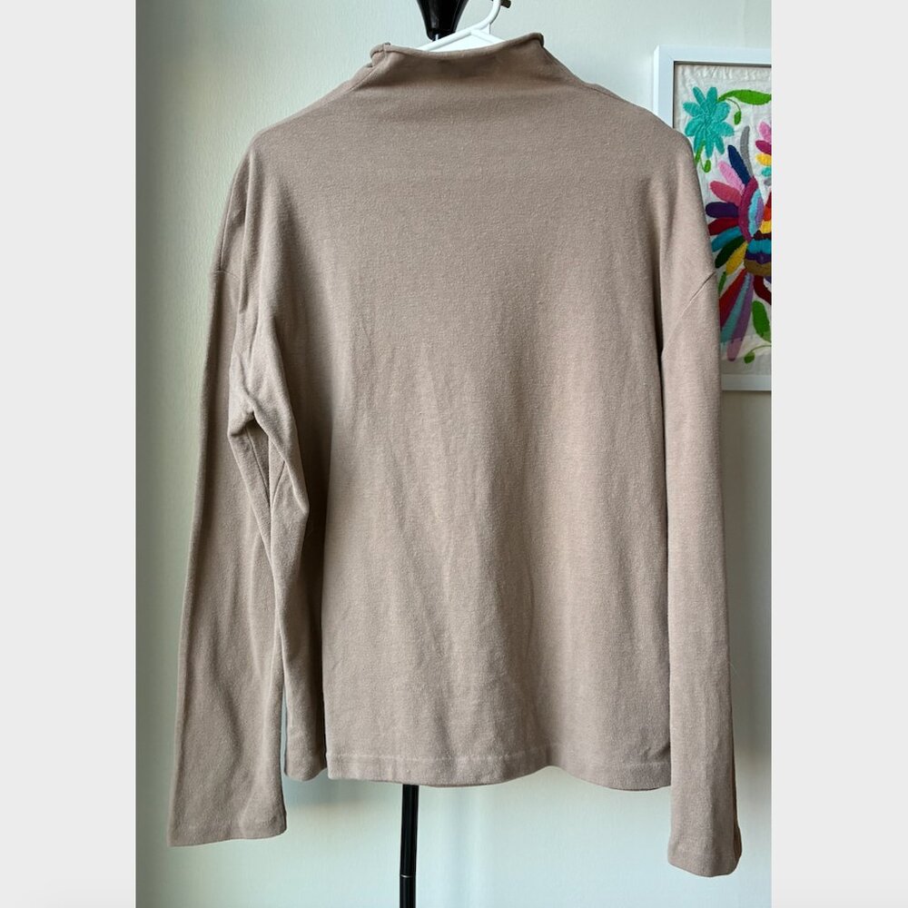 Vince Tan/Sand Cotton-Blend Mock Turtleneck Knit Sweater - Size S - Picture 4 of 7